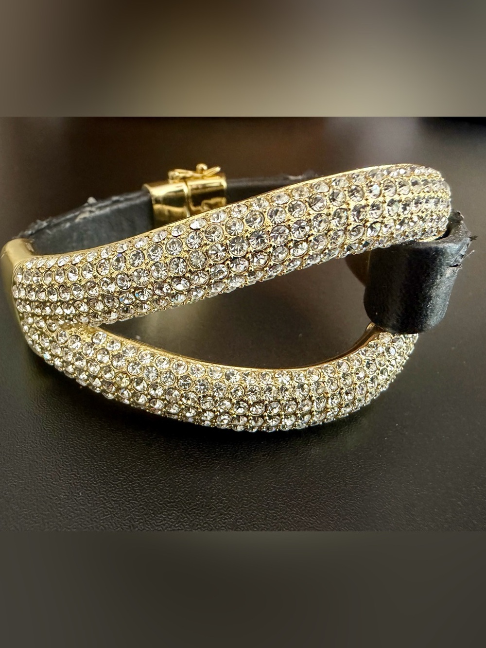 JOAN BOYCE “EDGY DIVA” PAVE CHRYSTAL BLACK BRACELET